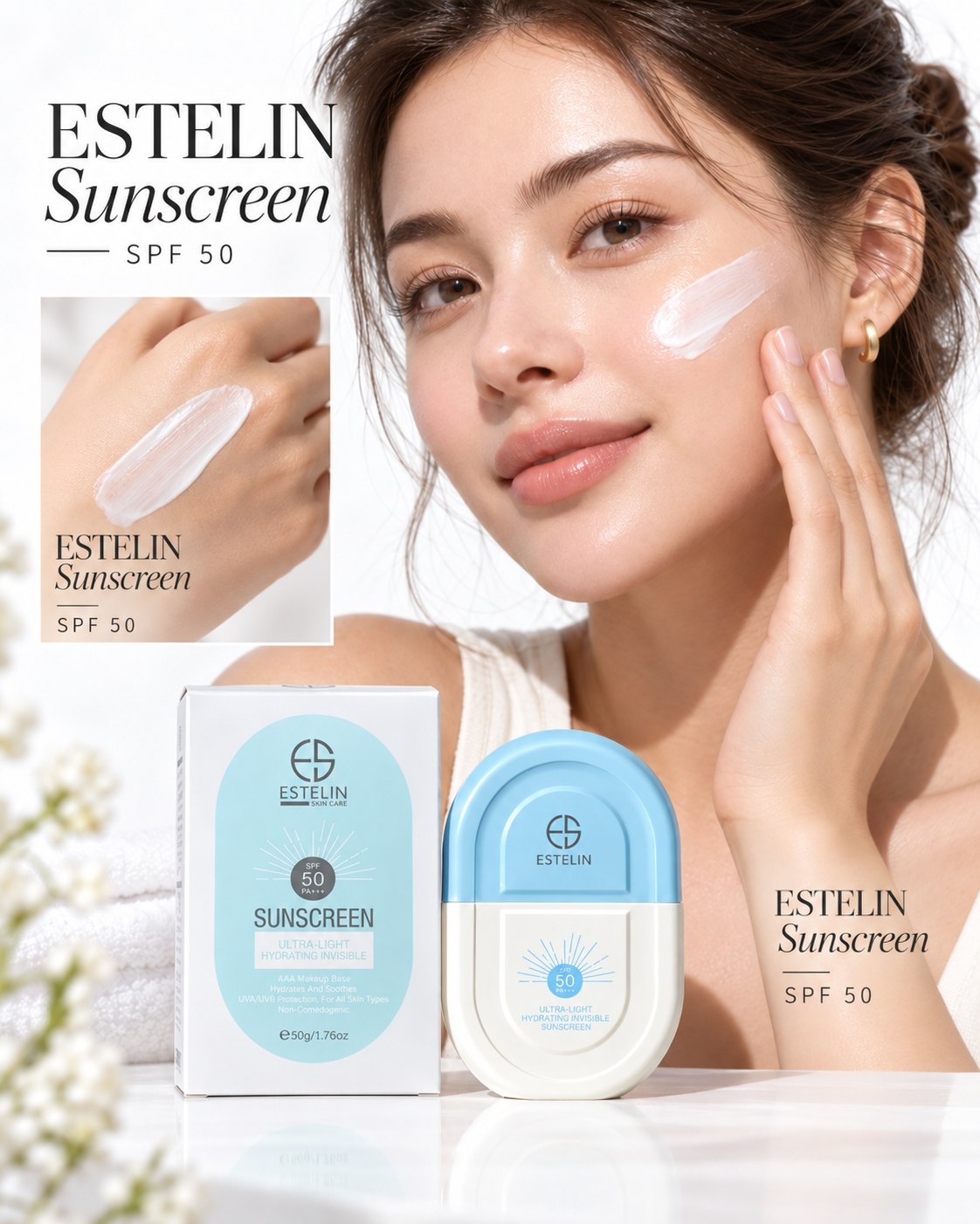 ضدآفتاب بی‌رنگ استلین Estelin SPF 50