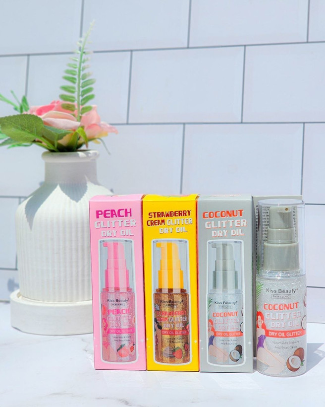 روغن بدن شایندار Kiss Beauty Glitter Dry Oil (حجم ۴۵ میل)